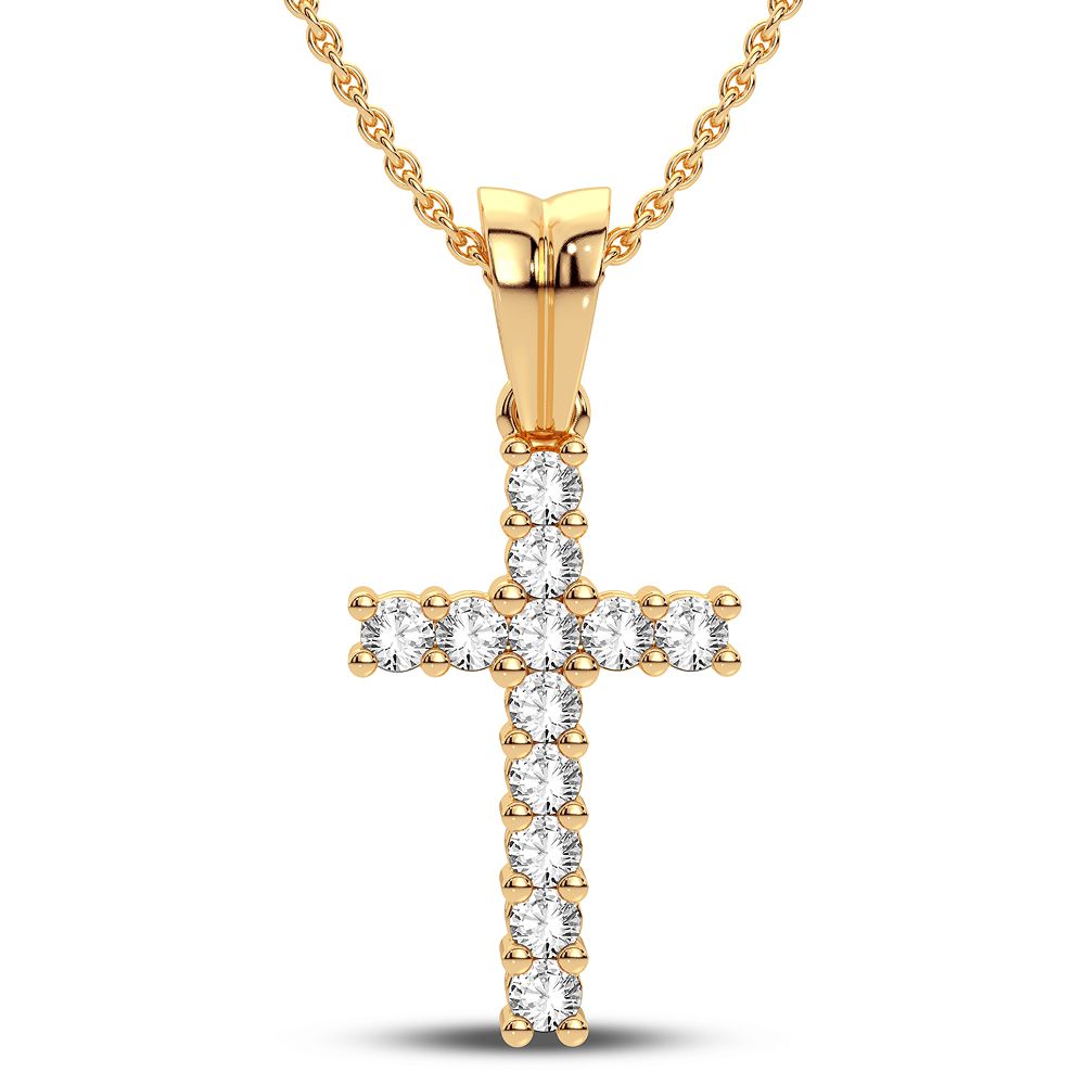 14K Yellow Gold Lab Diamond Womens Pendant Charm