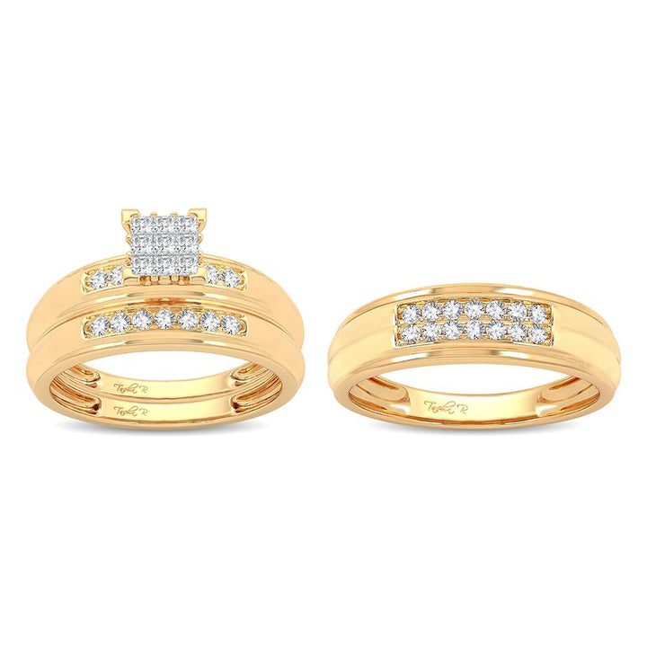 14k Yellow Gold 0.50ct Lab Diamond Trio Wedding Set