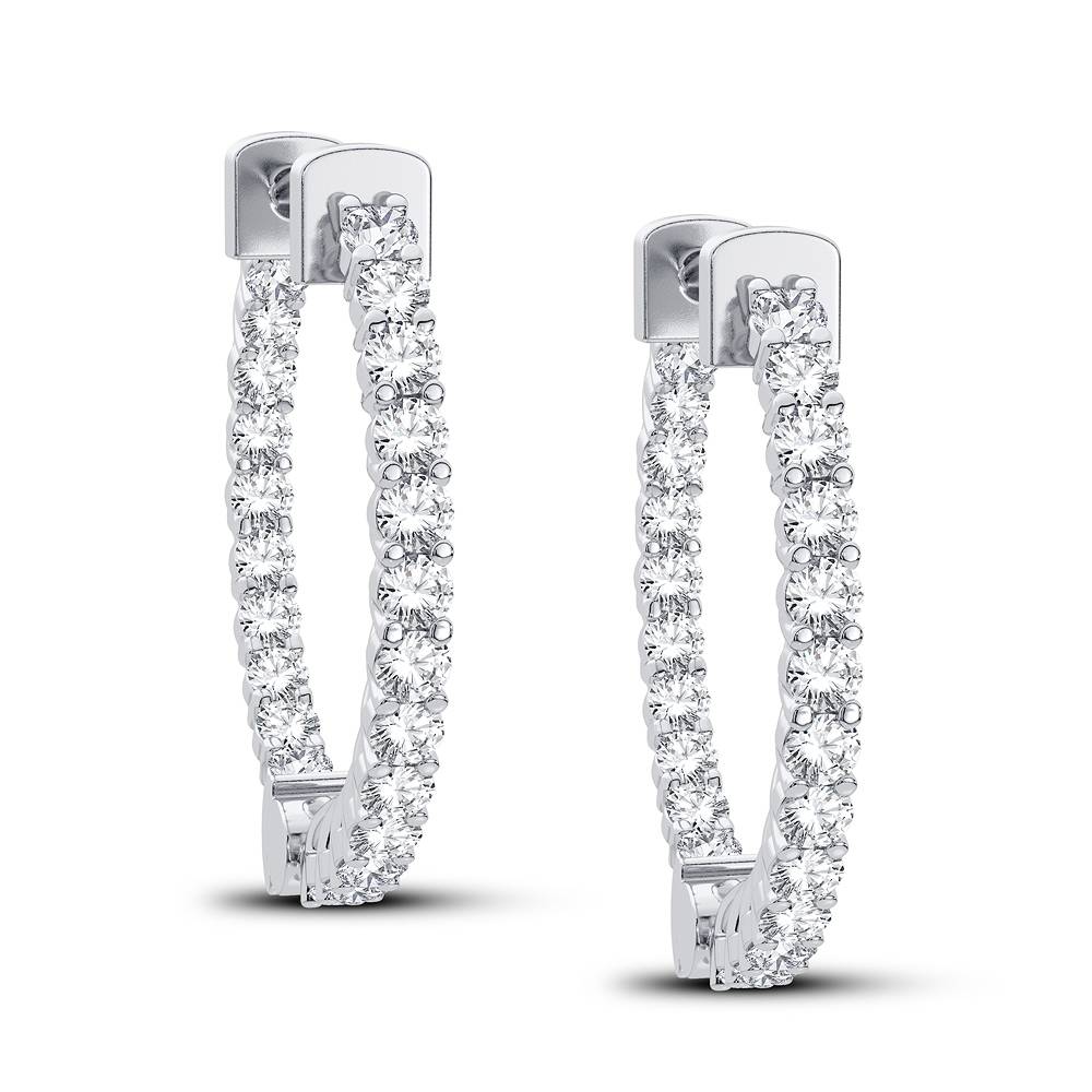 Chic 14k White Gold 0.50CT Lab Diamond Hoop Earrings