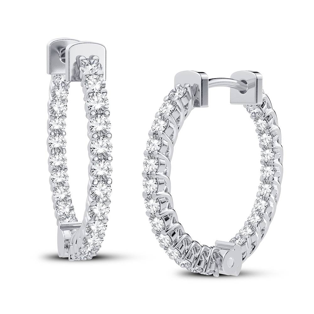 Chic 14k White Gold 0.50CT Lab Diamond Hoop Earrings