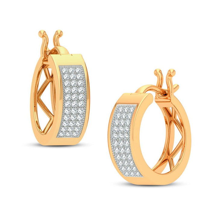 14k Yellow Gold Lab Diamond Petite Hoop Earrings