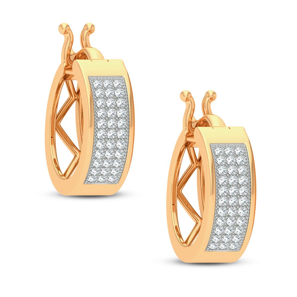 14k Yellow Gold Lab Diamond Petite Hoop Earrings