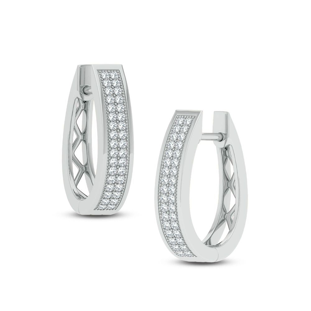 Chic 10k White Gold Lab Diamond Petite Hoop Earrings