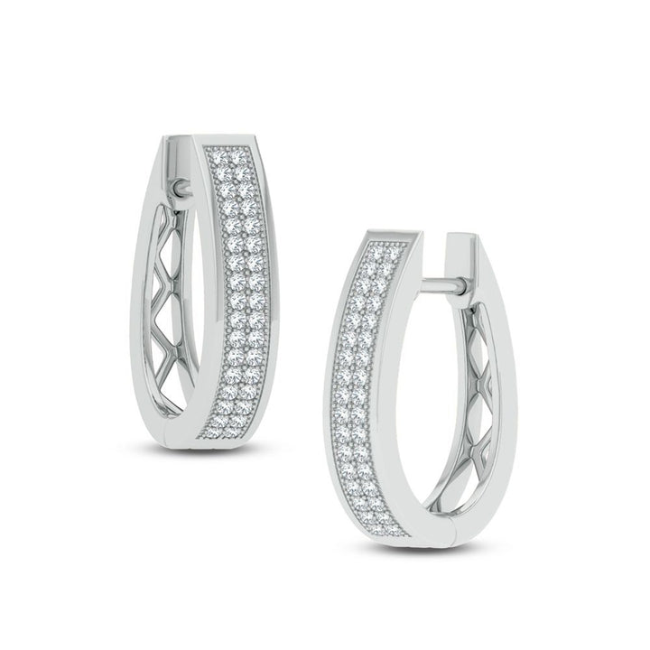 Chic 10k White Gold Lab Diamond Petite Hoop Earrings