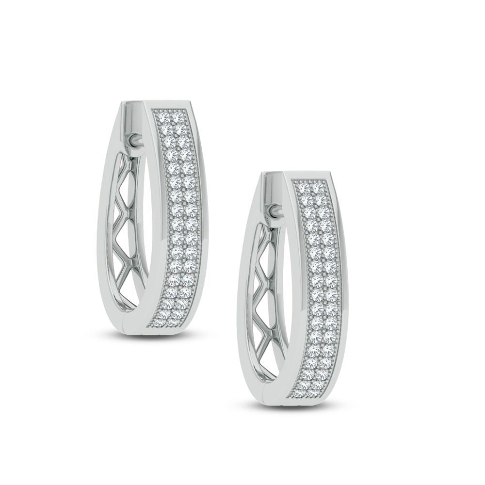 Chic 10k White Gold Lab Diamond Petite Hoop Earrings