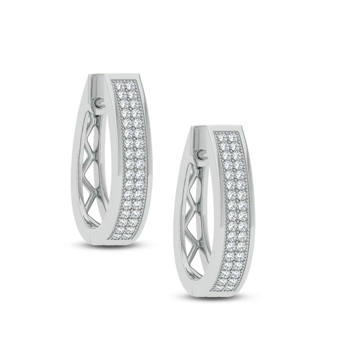 Chic 10k White Gold Lab Diamond Petite Hoop Earrings