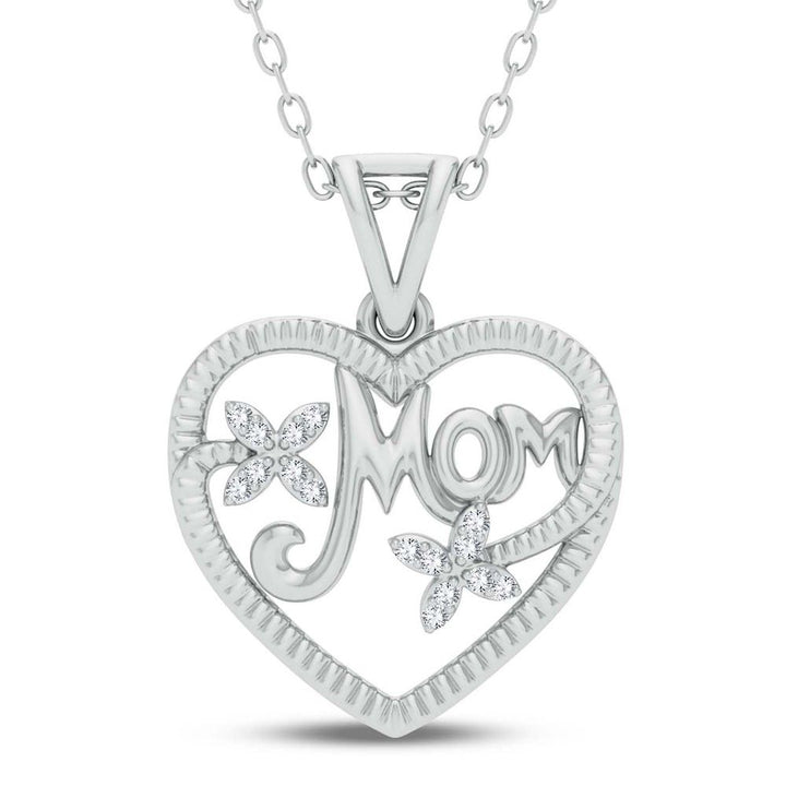 Chic 10k White Gold 0.03ct Lab Diamond Womens Pendant