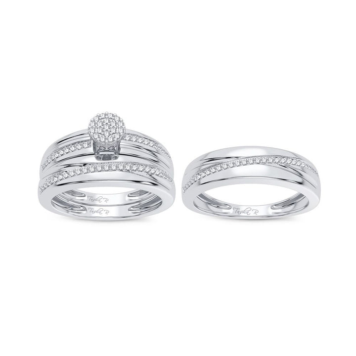 10k Yellow Gold Lab Diamond Trio Wedding Ring Set for Her