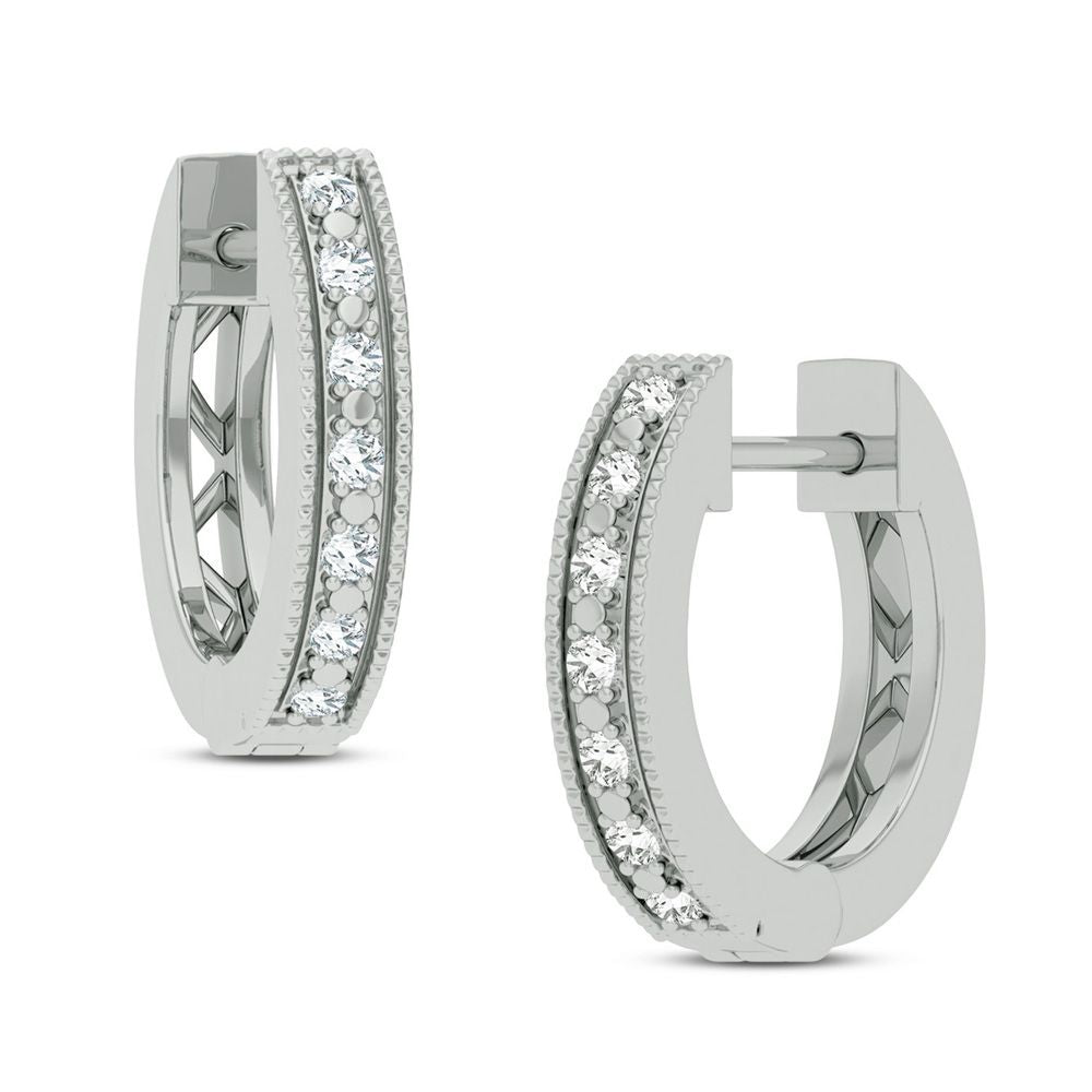 Chic 10k White Gold 0.03CT Lab Diamond Hoop Earrings