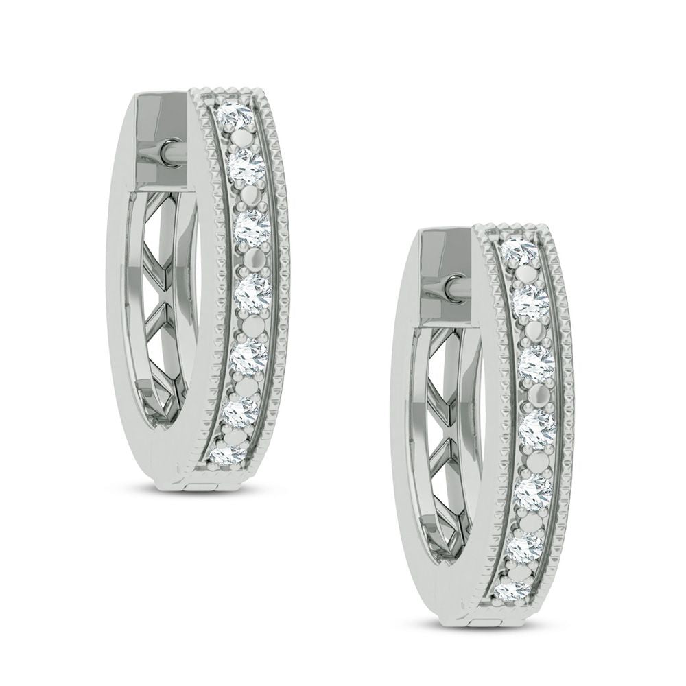Chic 10k White Gold 0.03CT Lab Diamond Hoop Earrings