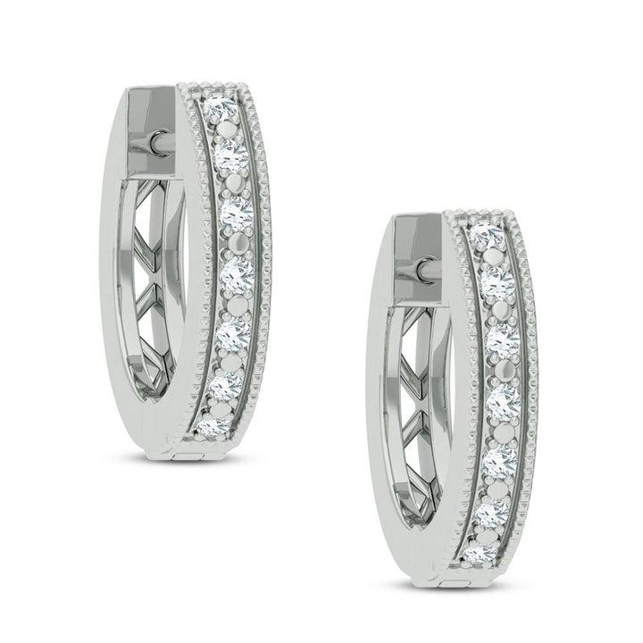 Chic 10k White Gold 0.03CT Lab Diamond Hoop Earrings