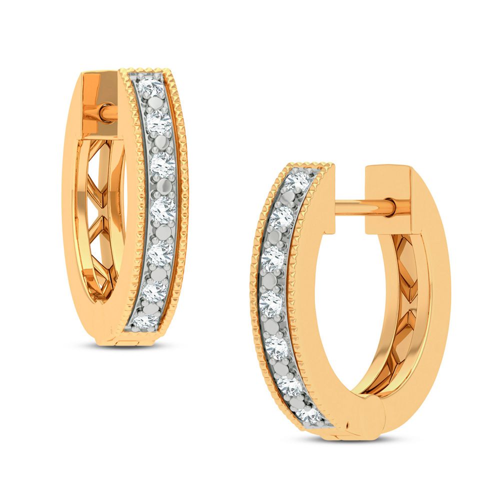10k Yellow Gold Lab Diamond Petite Hoop Earrings for Women
