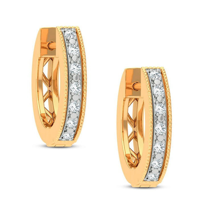 10k Yellow Gold Lab Diamond Petite Hoop Earrings for Women