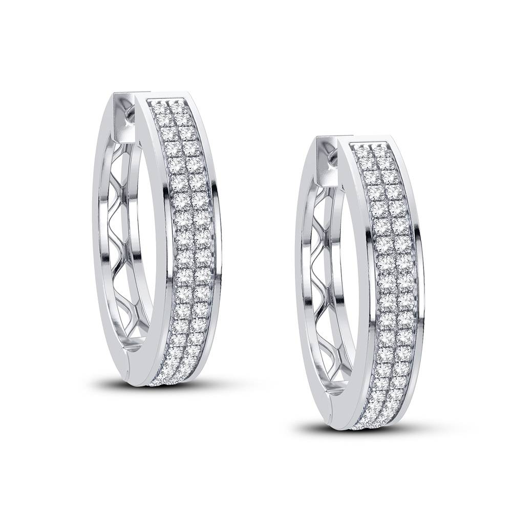 10k White Gold Lab Diamond Hoop Earrings for Women