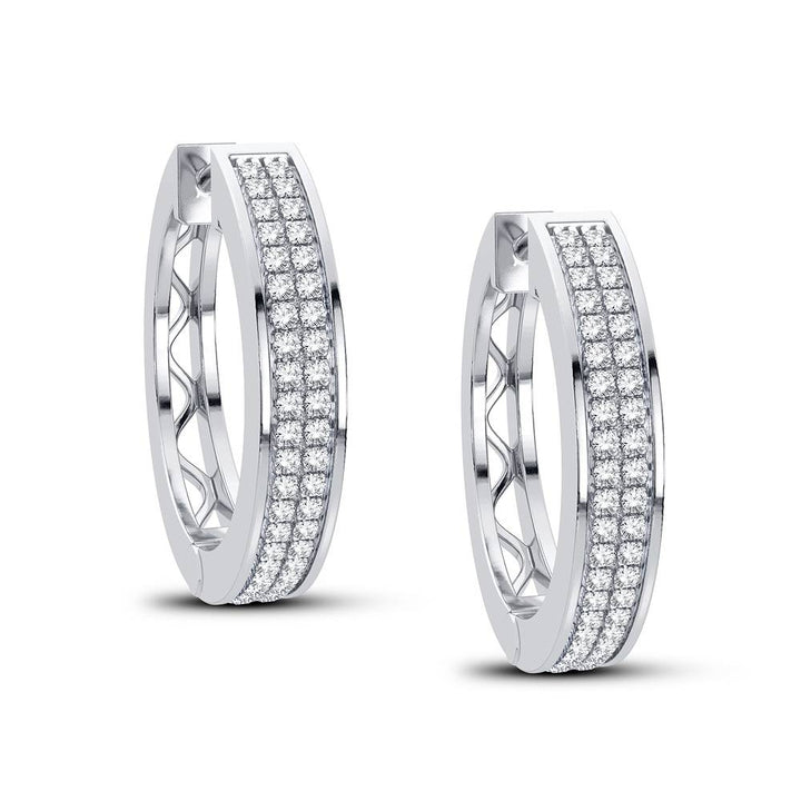 10k White Gold Lab Diamond Hoop Earrings for Women