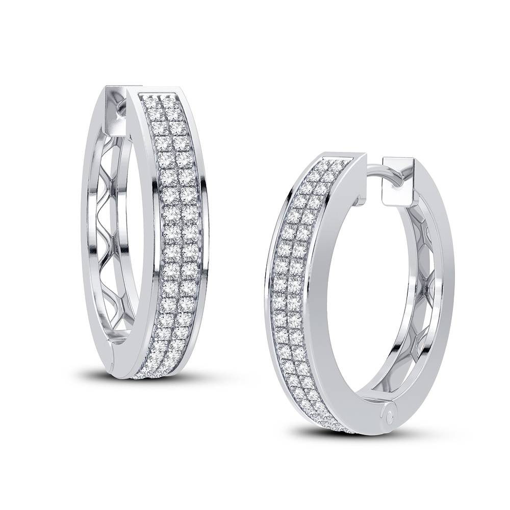 10k White Gold Lab Diamond Hoop Earrings for Women