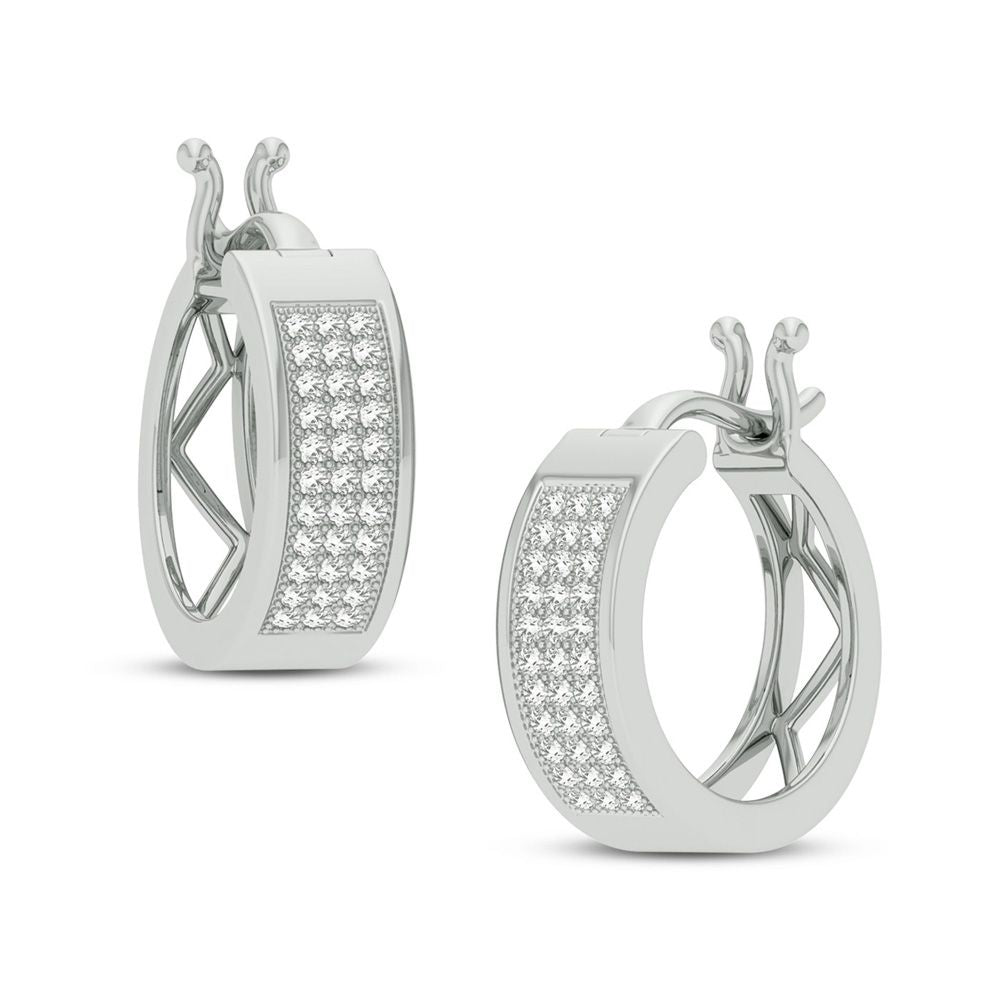 14k White Gold Lab Diamond Hoop Earrings - Chic Sparkle