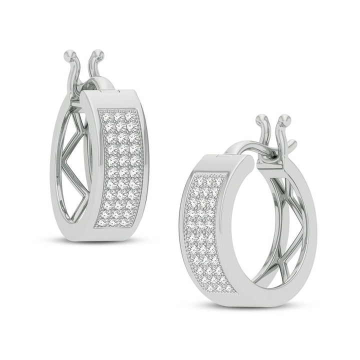 14k White Gold Lab Diamond Hoop Earrings - Chic Sparkle