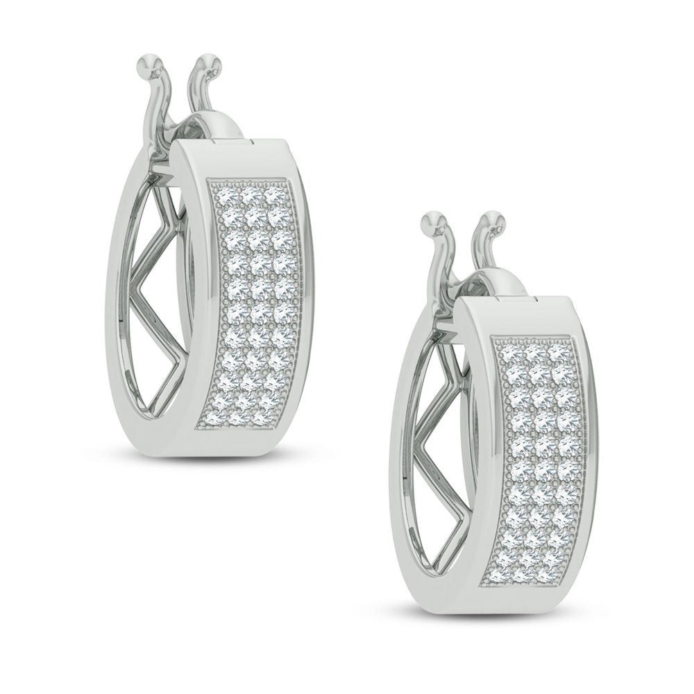 14k White Gold Lab Diamond Hoop Earrings - Chic Sparkle