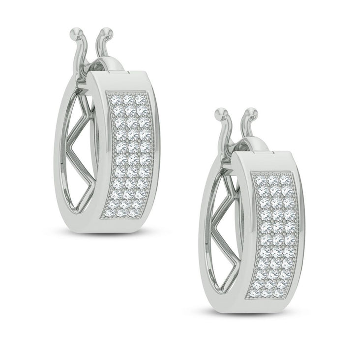 14k White Gold Lab Diamond Hoop Earrings - Chic Sparkle