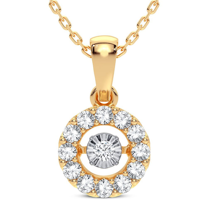 Chic 14K Yellow Gold Lab Diamond Womens Pendant