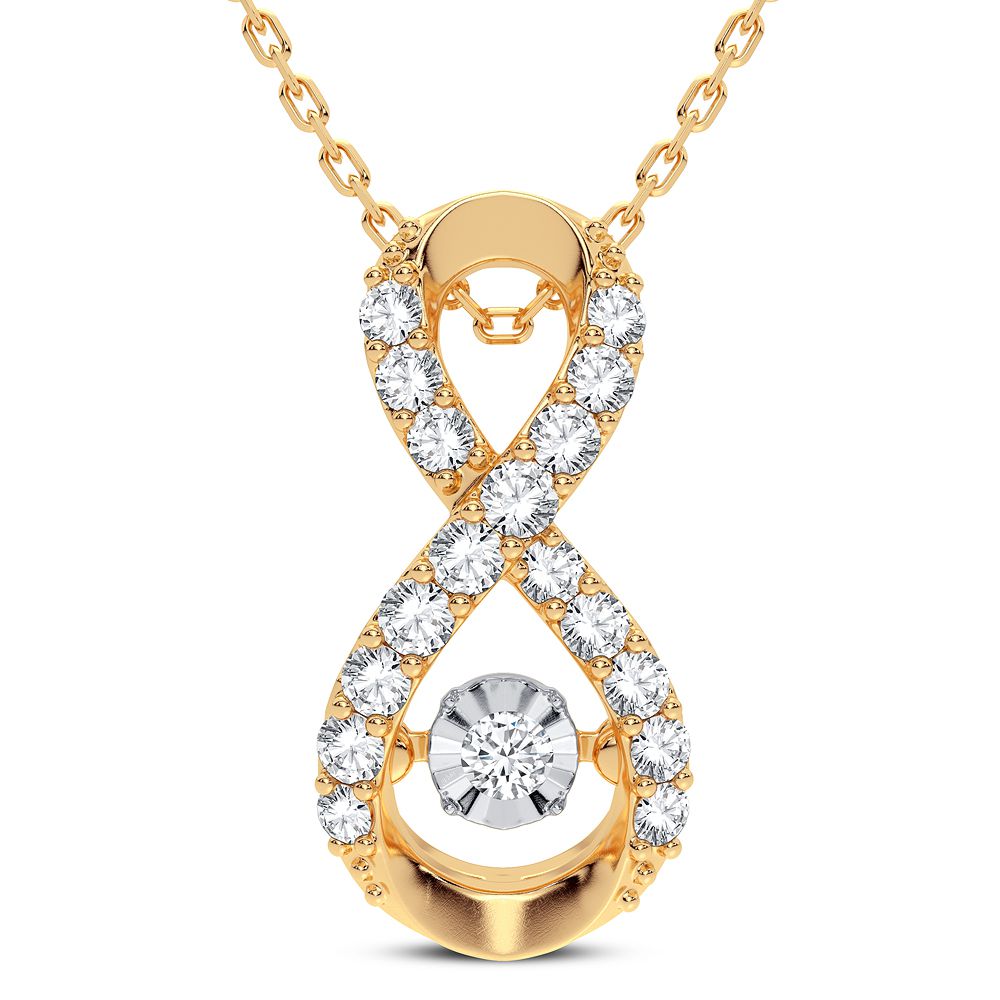 14K Yellow Gold 0.25CT Lab Diamond Womens Pendant Necklace