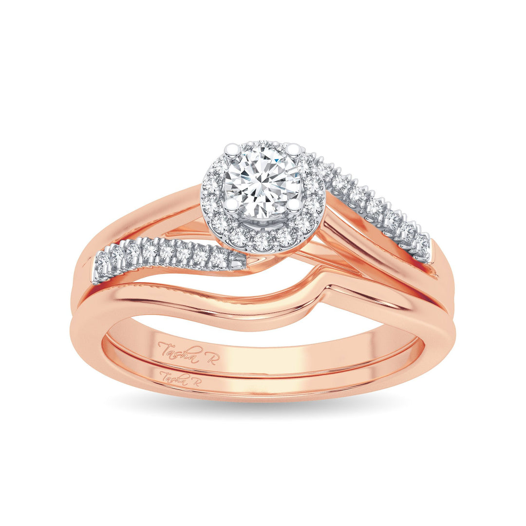 Romantic 14k Rose Gold Lab Diamond Bridal Ring