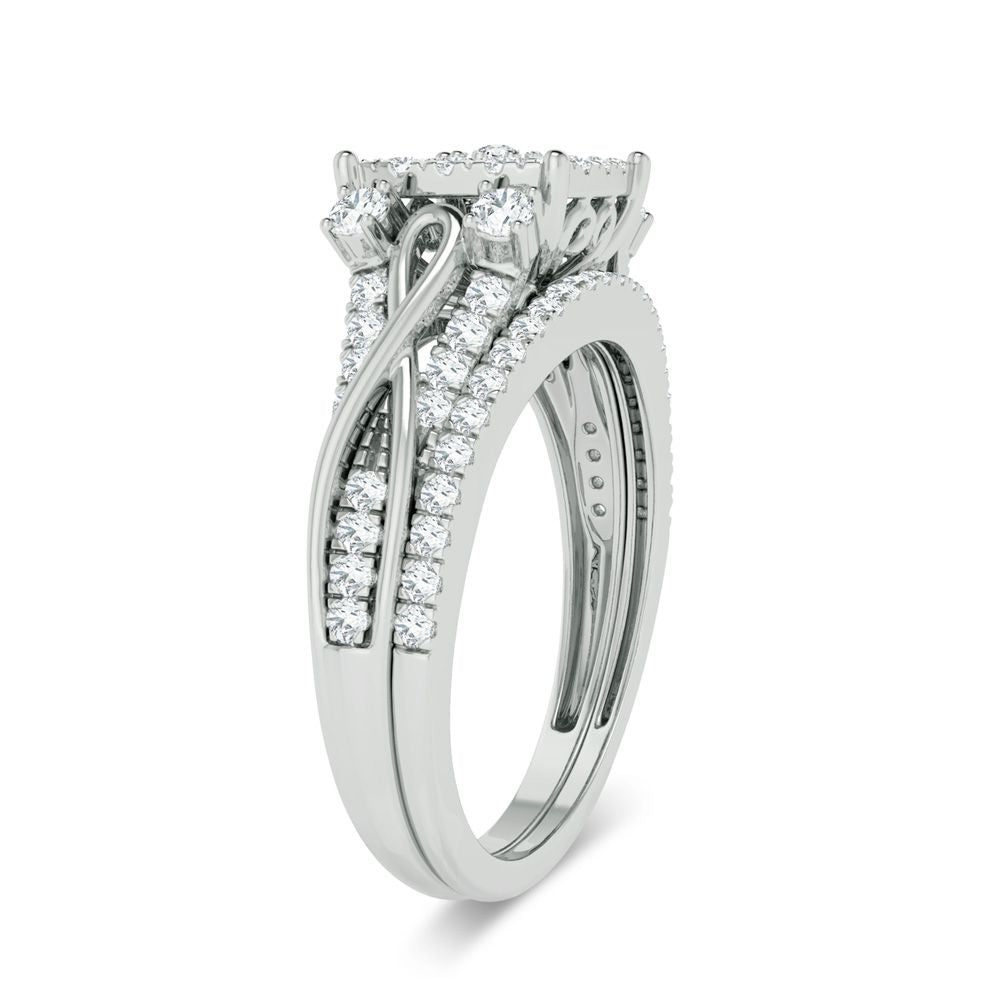 Elegant 14k White Gold 0.50ct Lab Diamond Bridal Ring