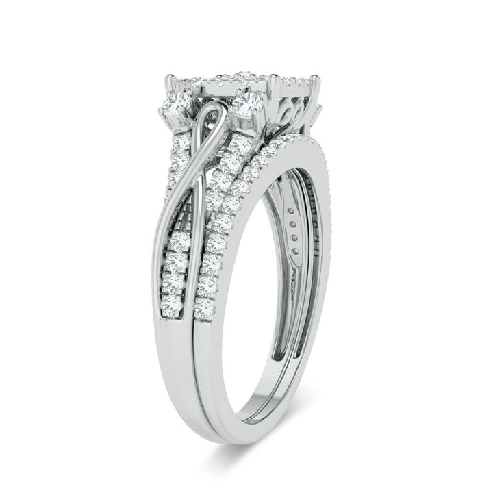 Elegant 14k White Gold 0.50ct Lab Diamond Bridal Ring