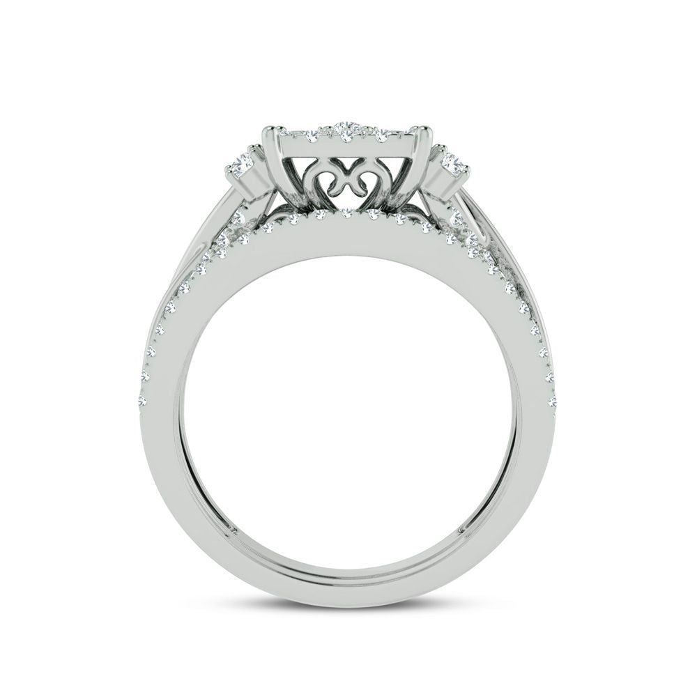 Elegant 14k White Gold 0.50ct Lab Diamond Bridal Ring