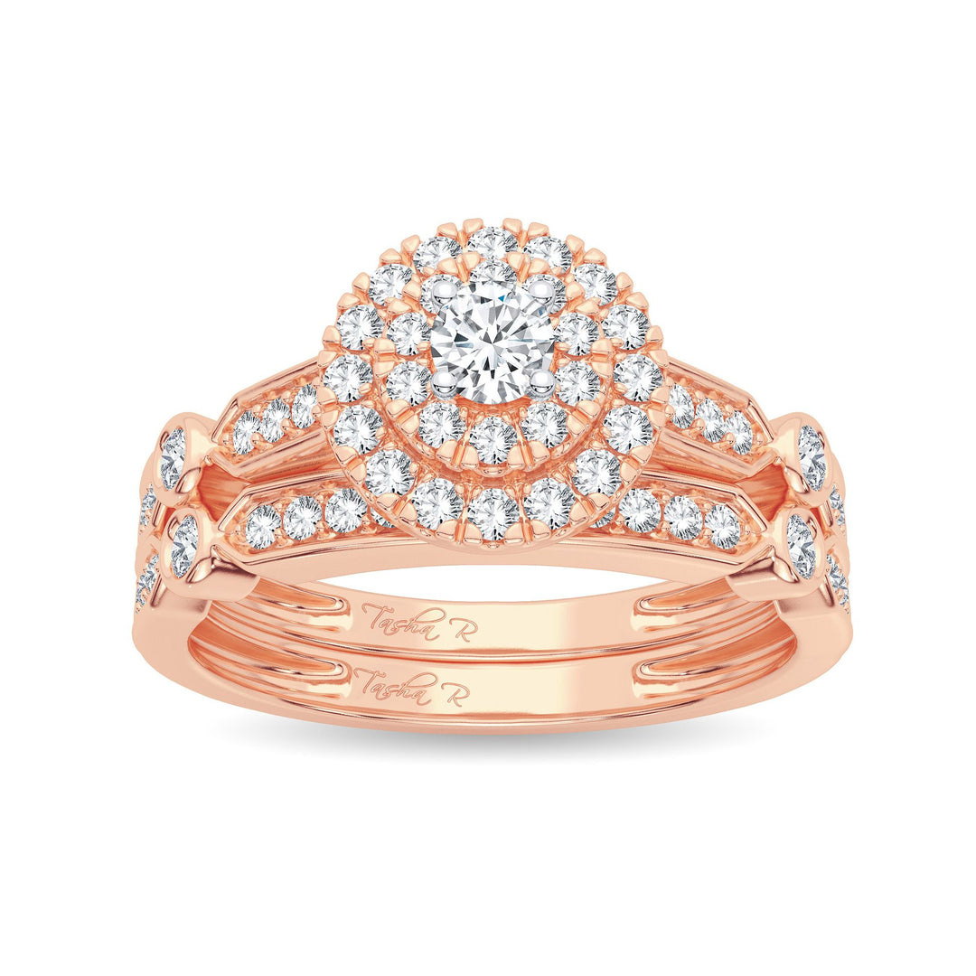 Romantic 14k Rose Gold Lab Diamond Bridal Ring (0.50 CT)