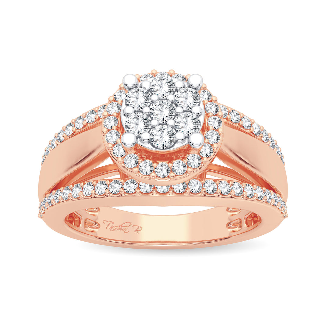 Chic 14k Rose Gold Lab Diamond Womens Fashion Ring 0.62CT