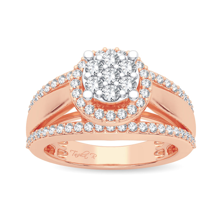 Chic 14k Rose Gold Lab Diamond Womens Fashion Ring 0.62CT