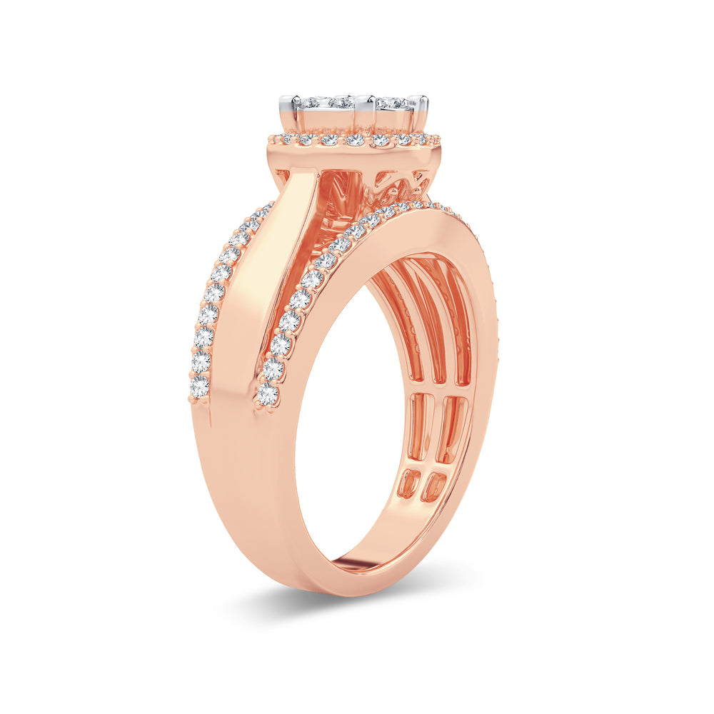 Chic 14k Rose Gold Lab Diamond Womens Fashion Ring 0.62CT