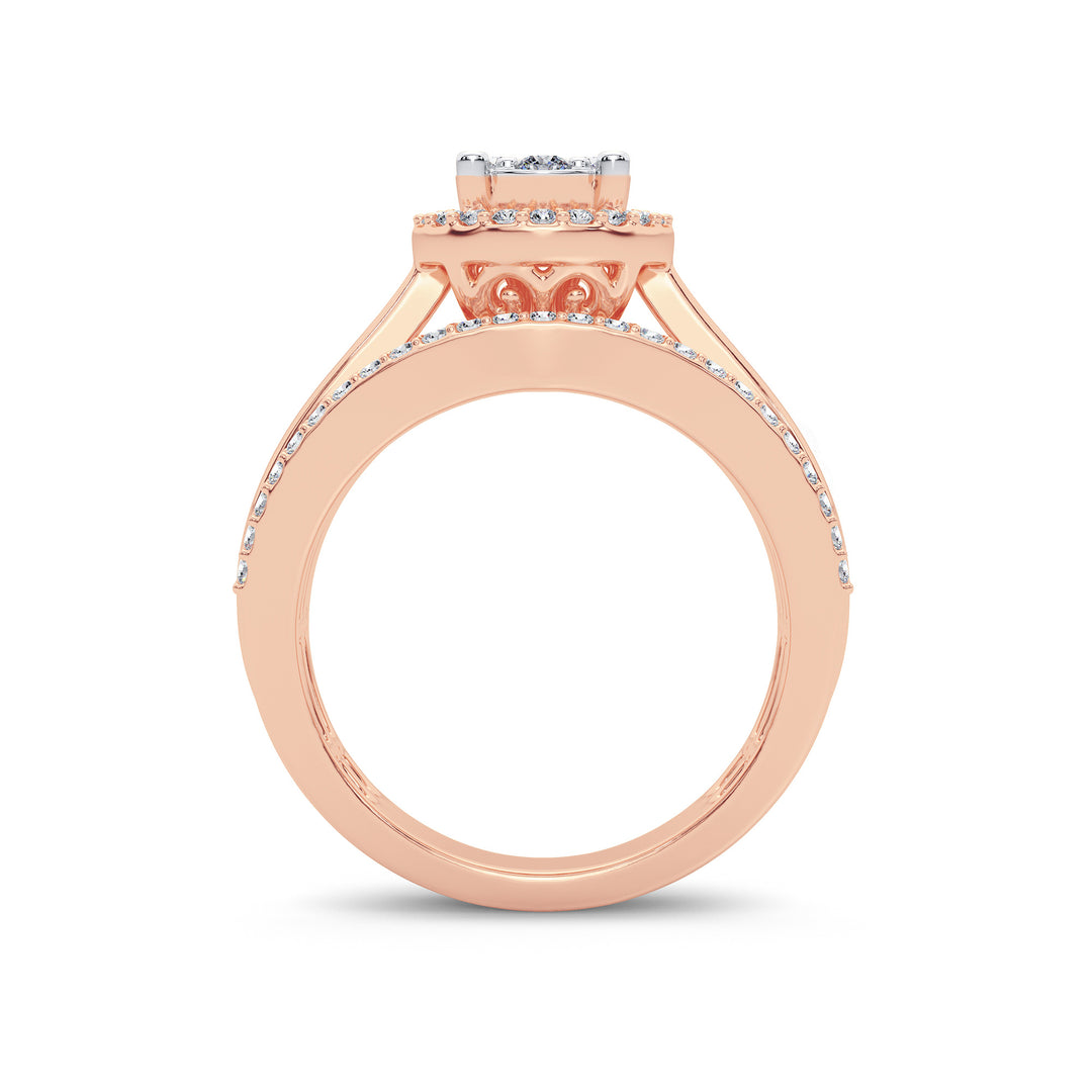 Chic 14k Rose Gold Lab Diamond Womens Fashion Ring 0.62CT