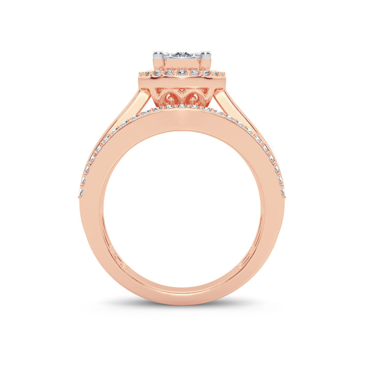 Chic 14k Rose Gold Lab Diamond Womens Fashion Ring 0.62CT