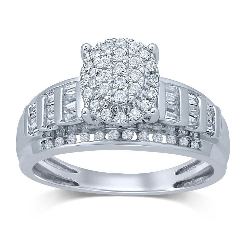 Chic 10k White Gold Lab Diamond Fashion Ring - 0.50CT