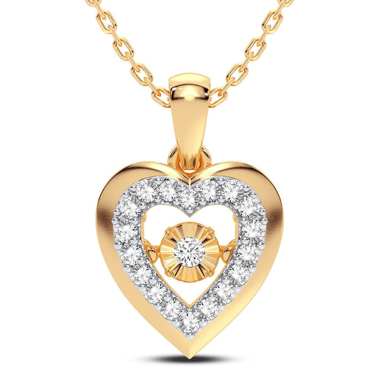 Chic 14K Yellow Gold Lab Diamond Womens Pendant Necklace
