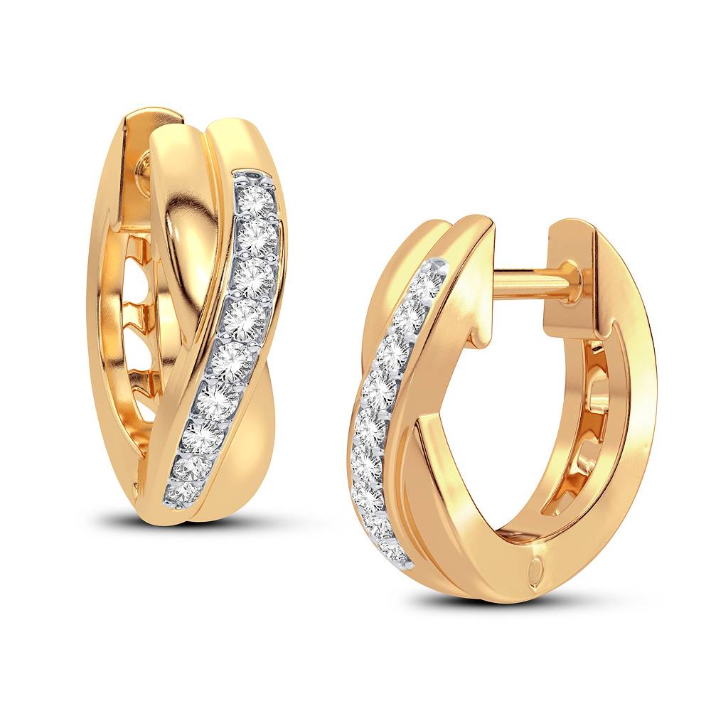 14K Yellow Gold Lab Diamond Petite Hoop Earrings