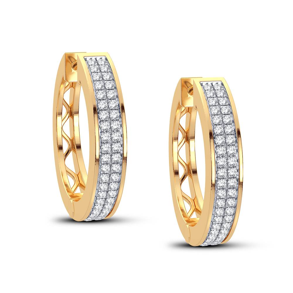 10K Yellow Gold Lab Diamond Hoop Earrings - Chic Sparkle