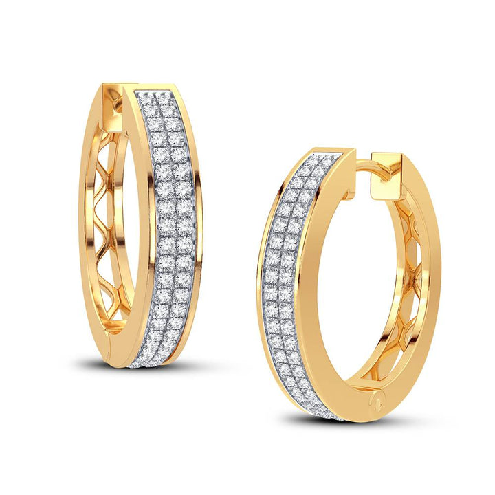 10K Yellow Gold Lab Diamond Hoop Earrings - Chic Sparkle