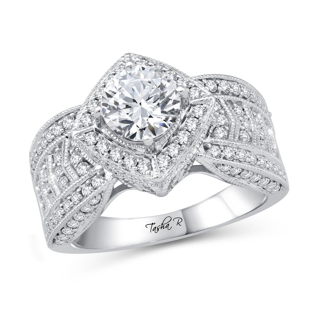 14k White Gold Lab Diamond Semi Mount Engagement Ring