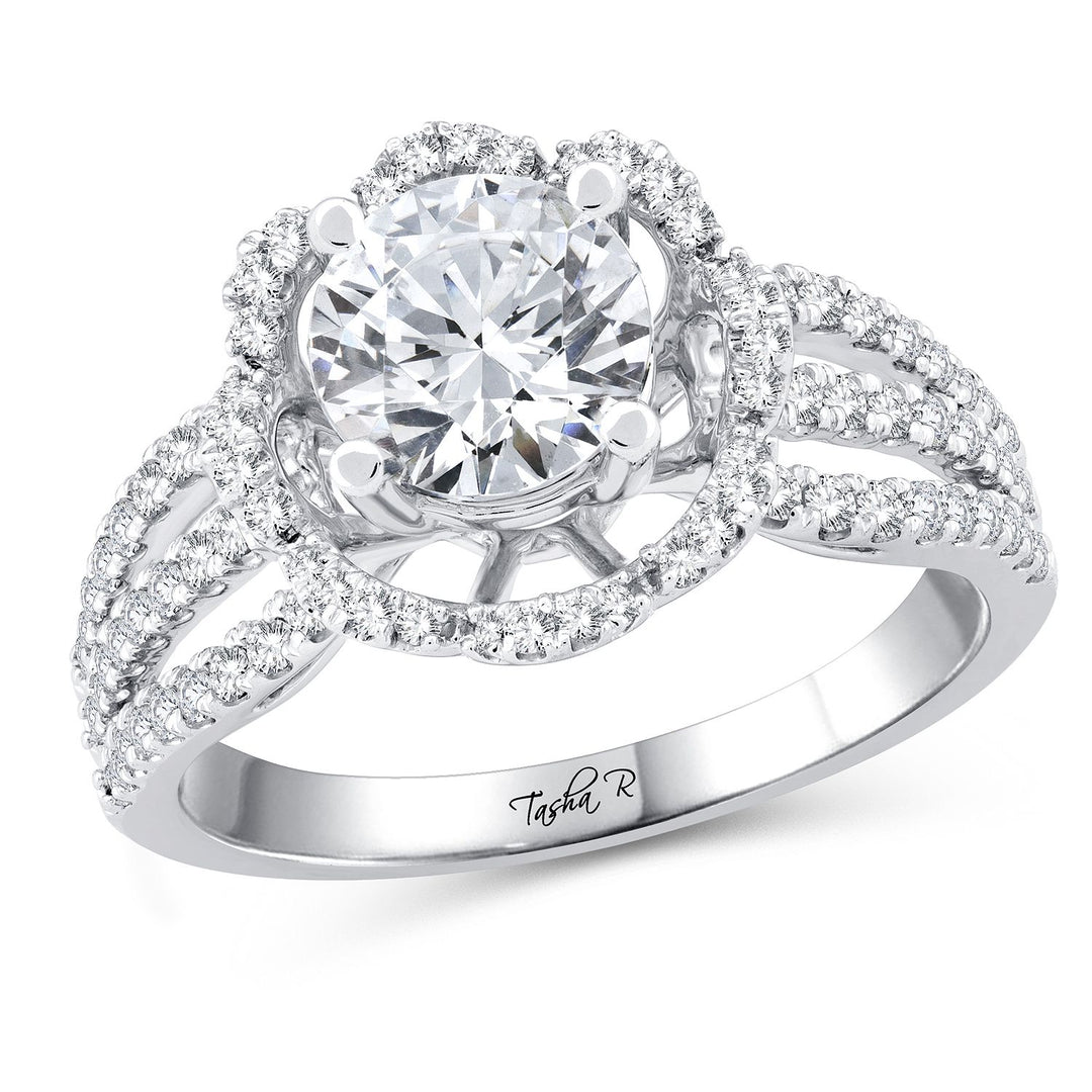 14k White Gold Lab Diamond Engagement Ring Semi Mount 0.50CT