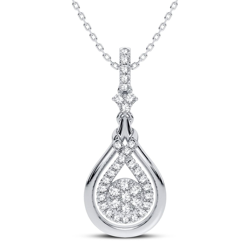 Chic 14k White Gold 0.33CT Lab Diamond Pendant for Her