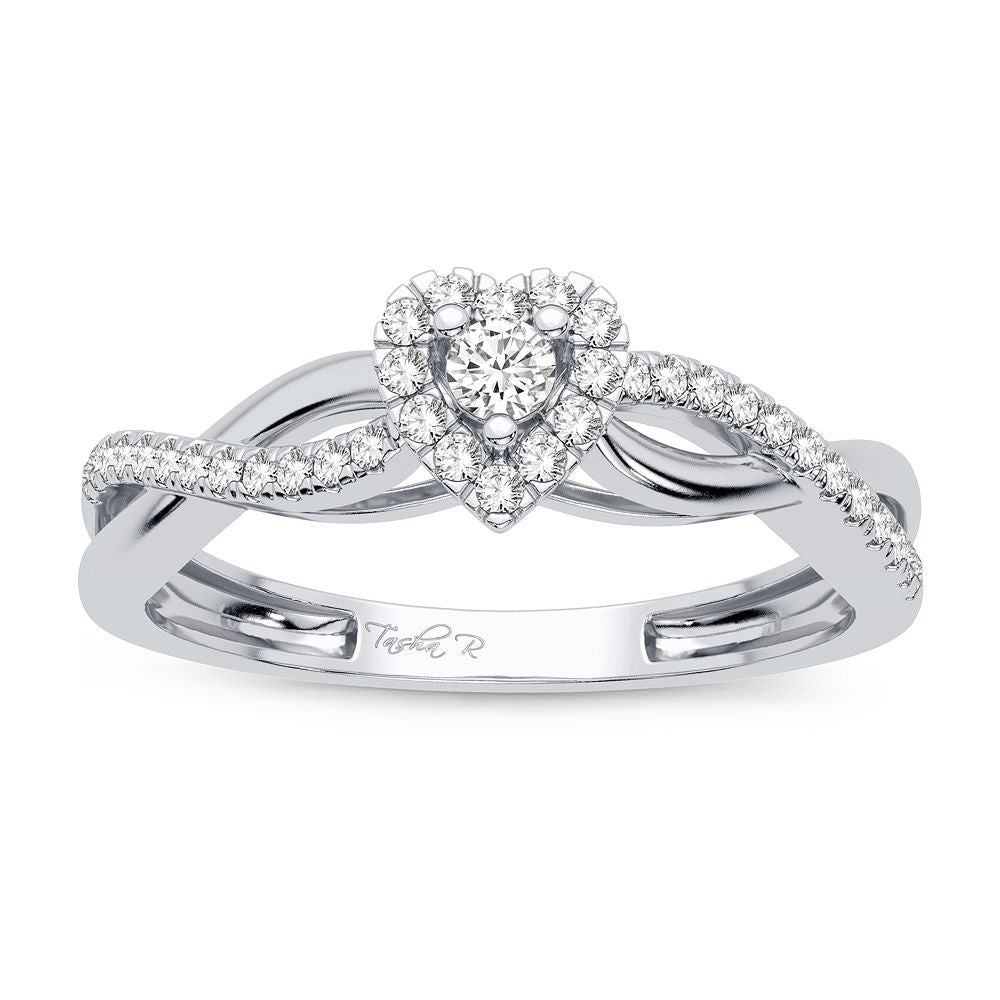 14k White Gold Lab Diamond Promise Ring for Her