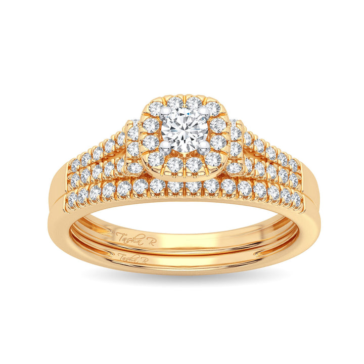 14K Yellow Gold Lab Diamond Bridal Ring - Timeless Elegance