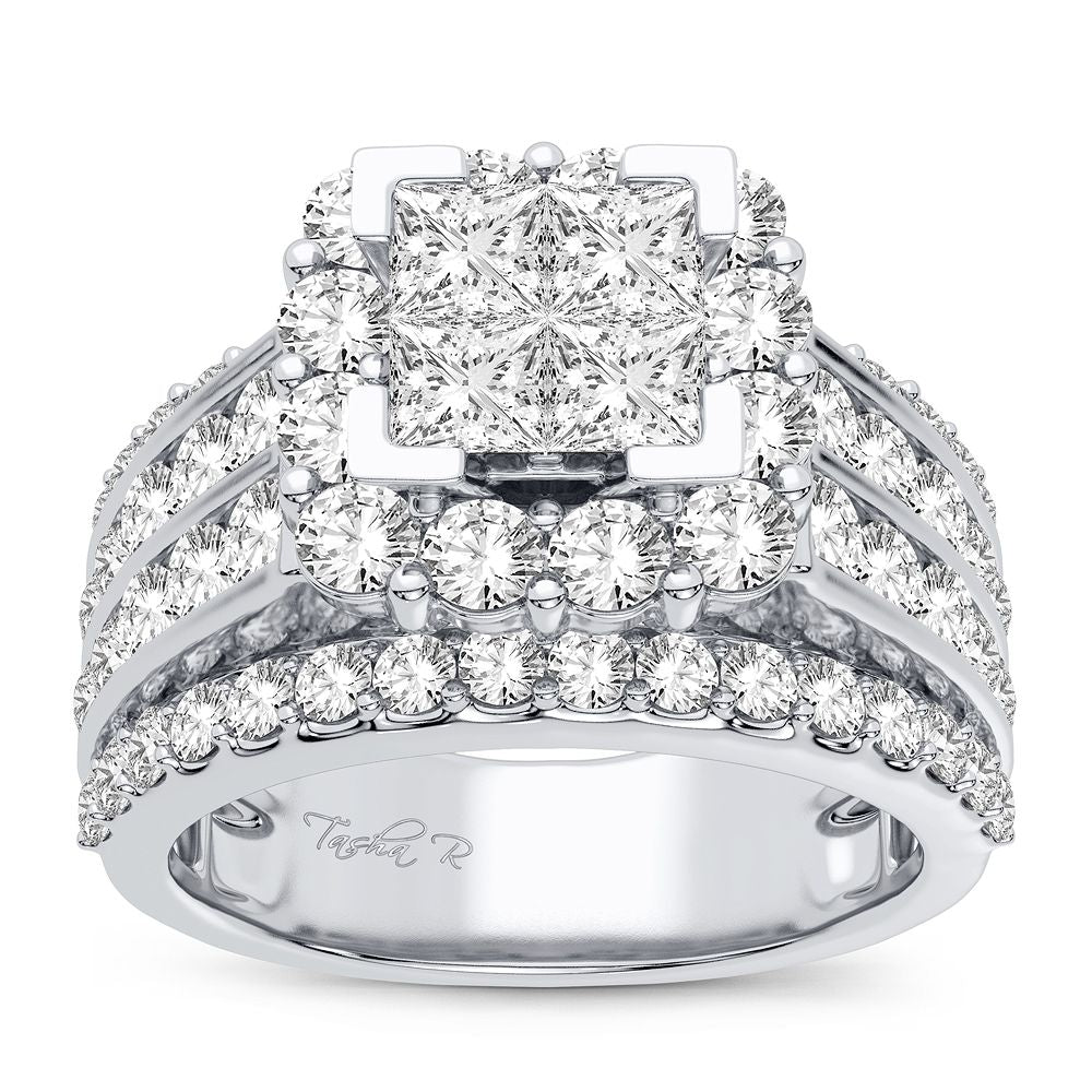 14k White Gold Lab Diamond Bridal Ring (3.00CT Brilliance)