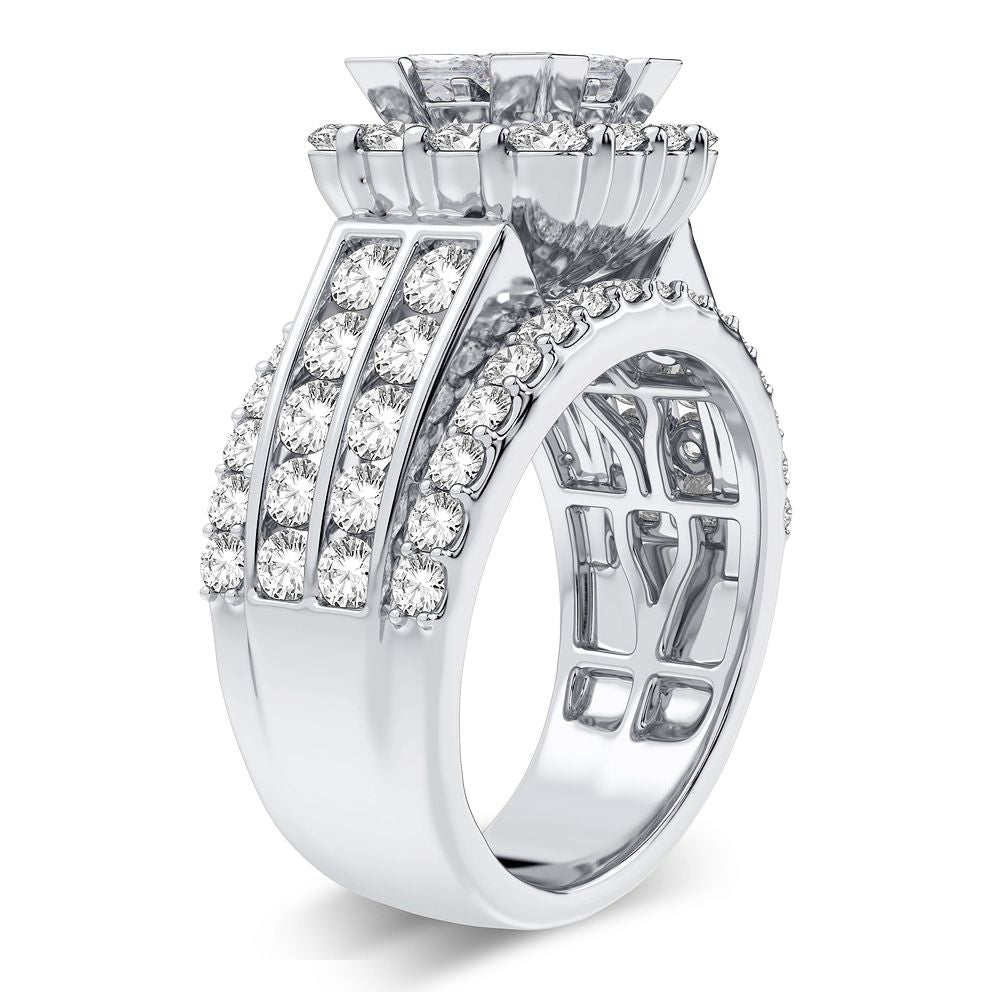 14k White Gold Lab Diamond Bridal Ring (3.00CT Brilliance)