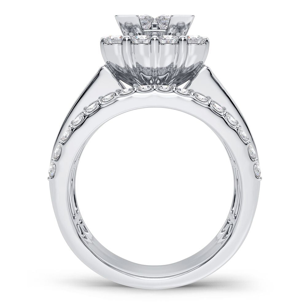 14k White Gold Lab Diamond Bridal Ring (3.00CT Brilliance)