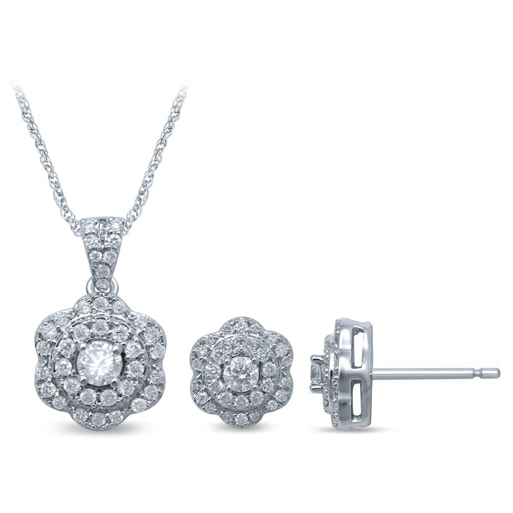 14k White Gold Lab Diamond Pendant Earrings (0.73CT)